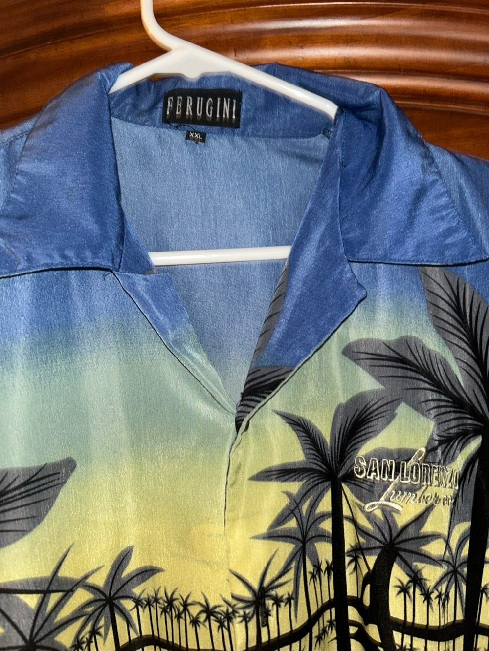 San Lorenzo Gradient Palm-Print Camp Shirt - Blue/Green/Yellow